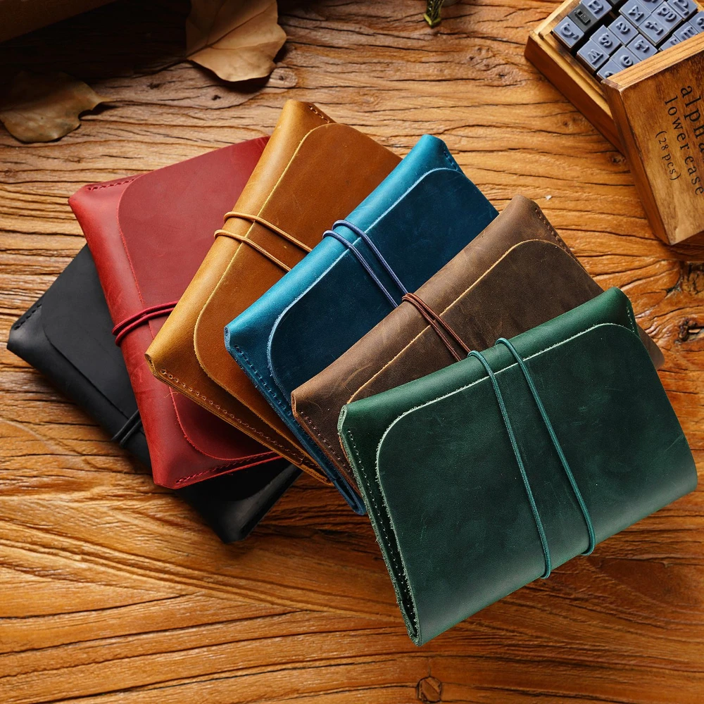 Genuine Leather Card Bag Crazy Horse Cowhide Coin Purse Vintage Passport Bag Wallet