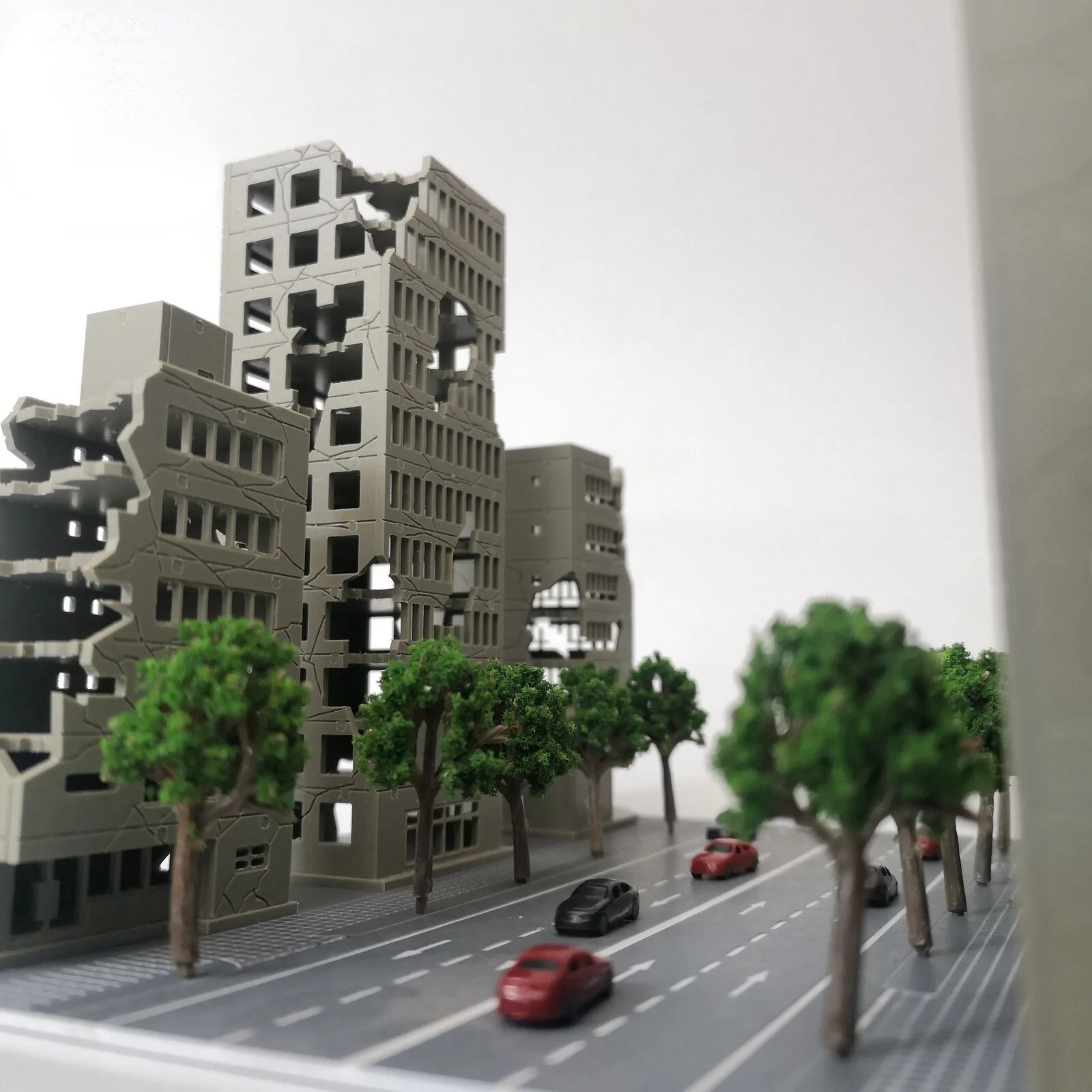 1/300 아웃랜드 철도 도시 전쟁 손상된 건물 모델 장면 모델 반다이용