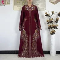 Nouvelle Robe Modeste pour Femmes Musulmanes de Dubaï 2026, en Chiffon Diamanté, Élégante, Style Arabe, Hijab, Abaya Africaine, Robe Islamique à Manches Longues, Robe Turque 4