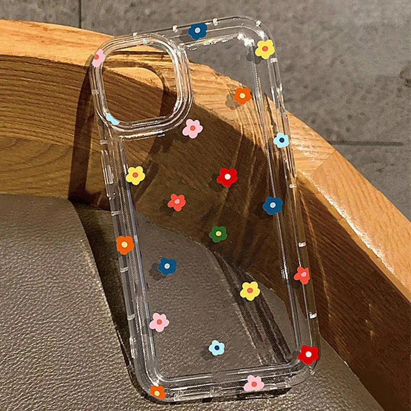 Colorful Love Small Flower Soft Anti-Drop Airbag Phone Case Cover
