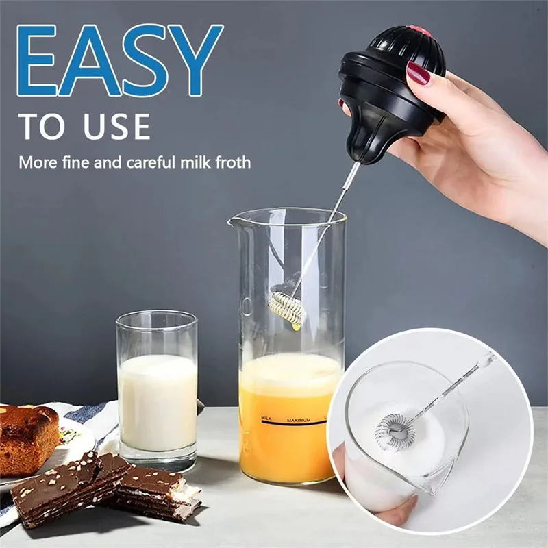 Compact Electric Milk Frother and Mixer for Coffee and Milkshakes
