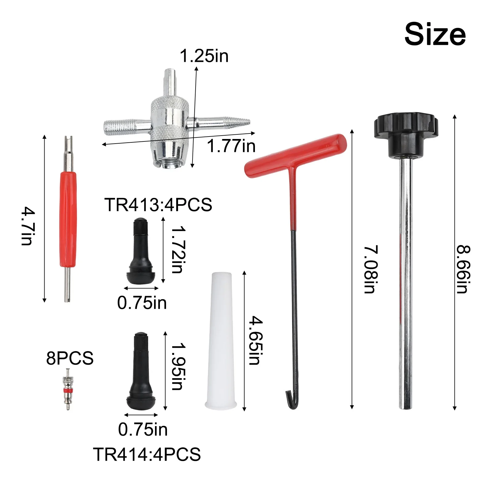 자동차 수리 키트 타이어 수리 도구 소형 타이어 밸브 도구 키트 T-후크 추출 도구 테이퍼형 튜브 디자인
