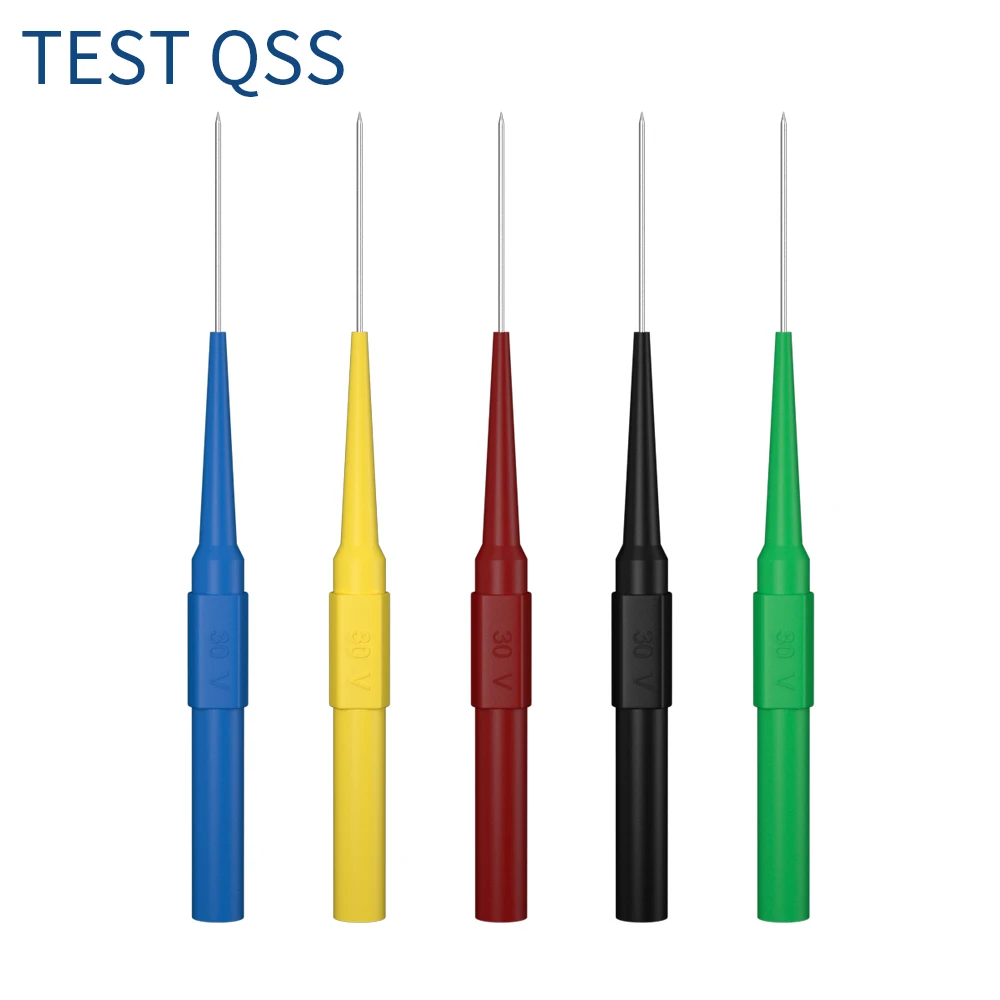 QSS 15PCS 절연 비파괴 피어싱 테스트 프로브 멀티 미터 스테인레스 펑크 백 프로브 3 각도 Q.30009pro