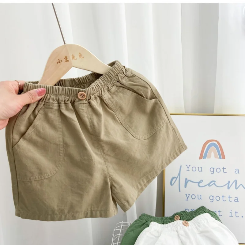 1 2 3 4 5 Years Kids Summer Shorts Boys Girls Korean Style Cotton Short Pants Toddler Children Cute Solid Elastic Waist Shorts