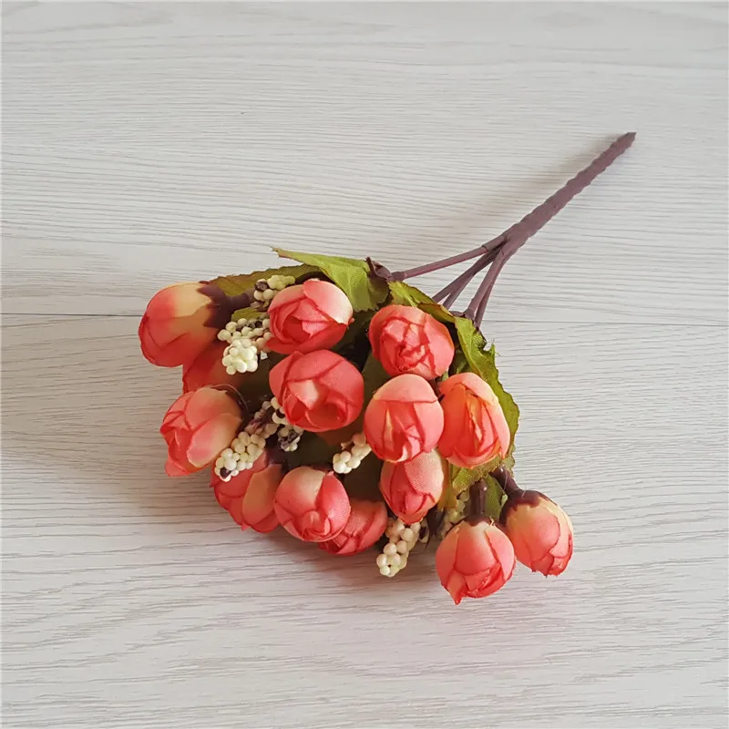 Elegant Silk Rose Bouquet - Artificial Small Bud Roses