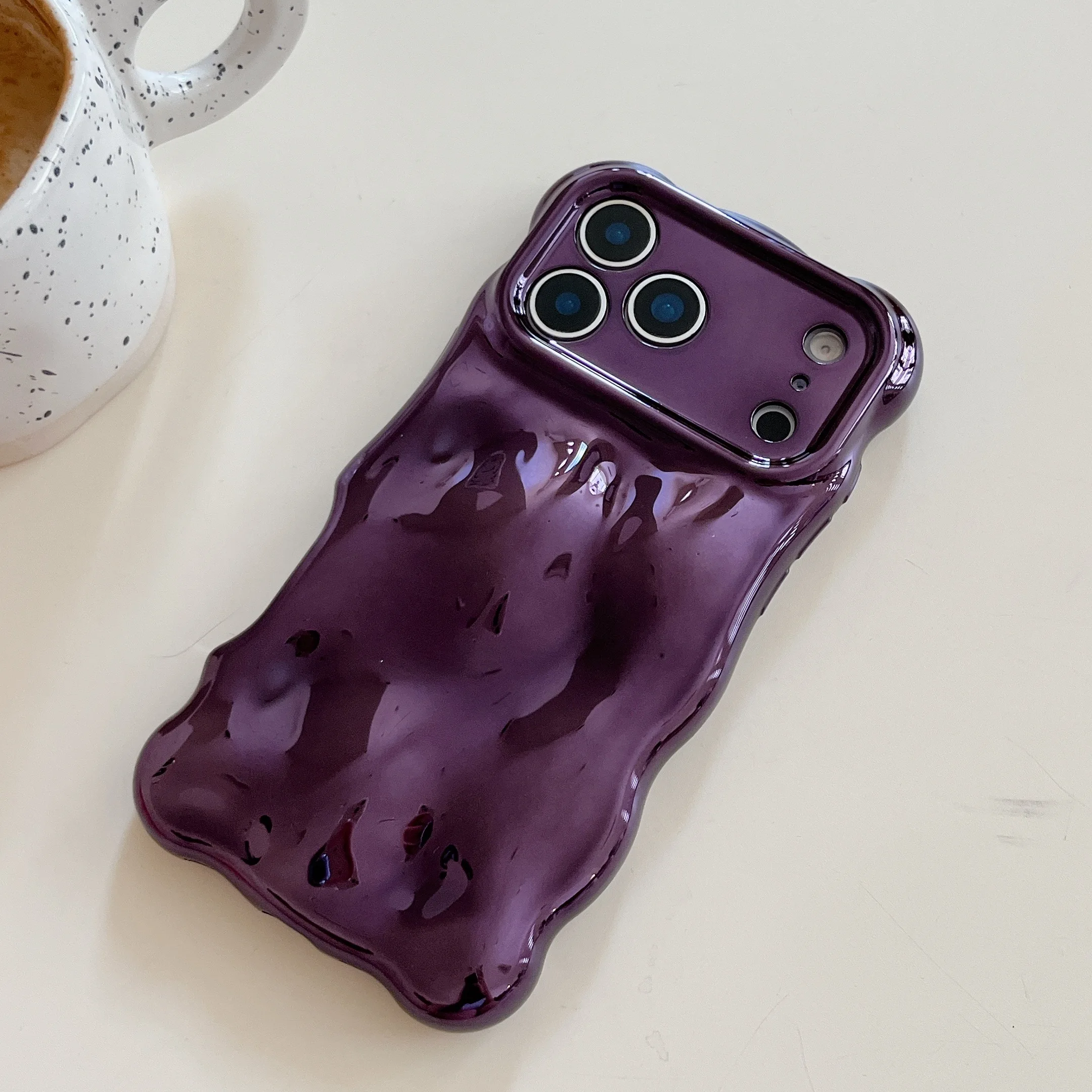 Glitter Glossy 3D Meteorite Wavy Plating Soft Case with Bubble Camera Protection