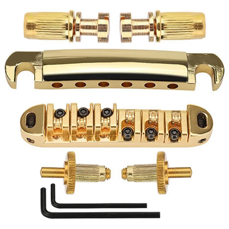 1 Set Of 6 Strings Guitar Tune-O-Matic Bridge and Tailpiece with Posts for Les Paul SG LP Electric Guitar,Gold HOT