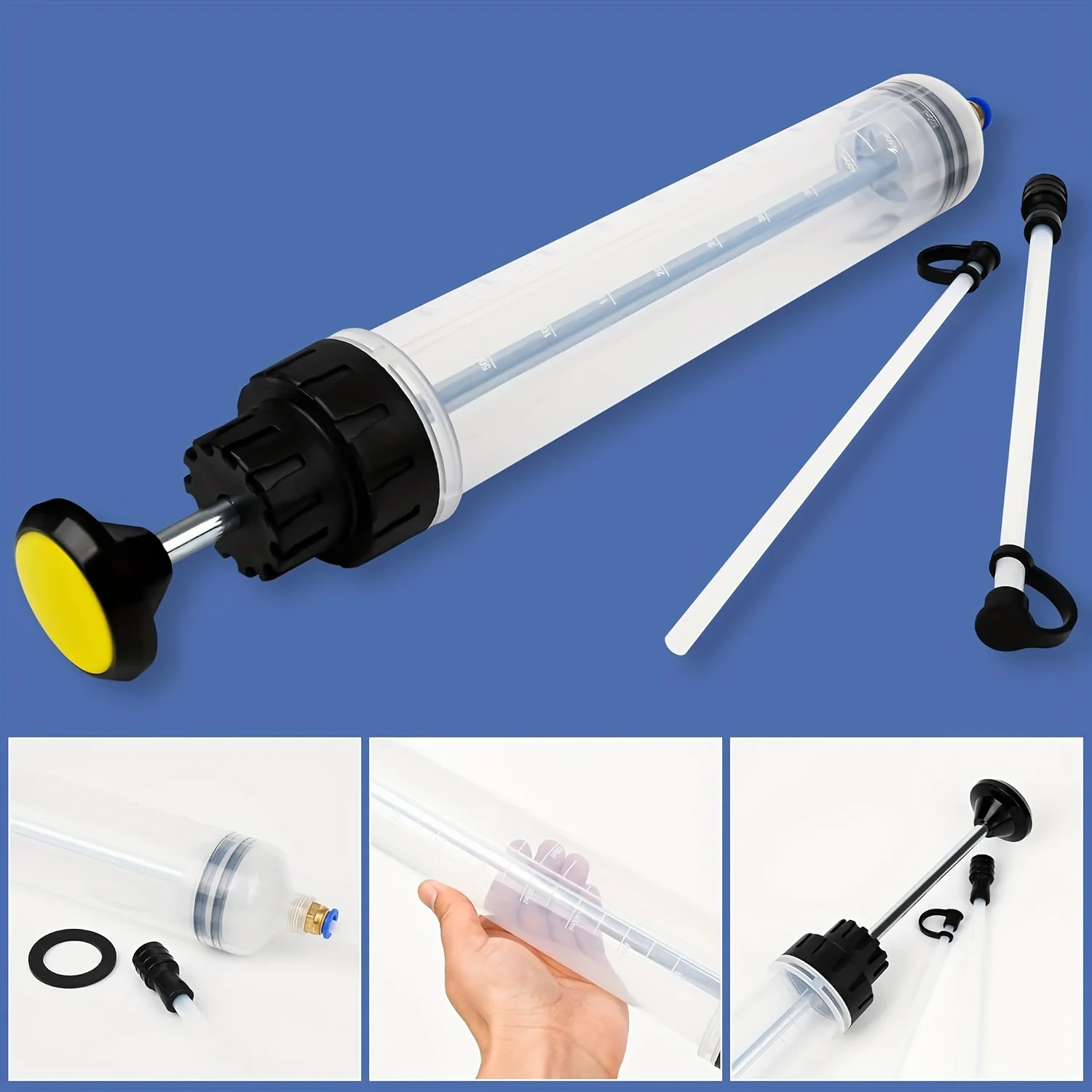 Manual Fluid Extractor Pump with Hose, Fuel Transfer & Fluid Evacuator Hand Pump for Car Maintenance, 17.6 oz (500cc) Capacity