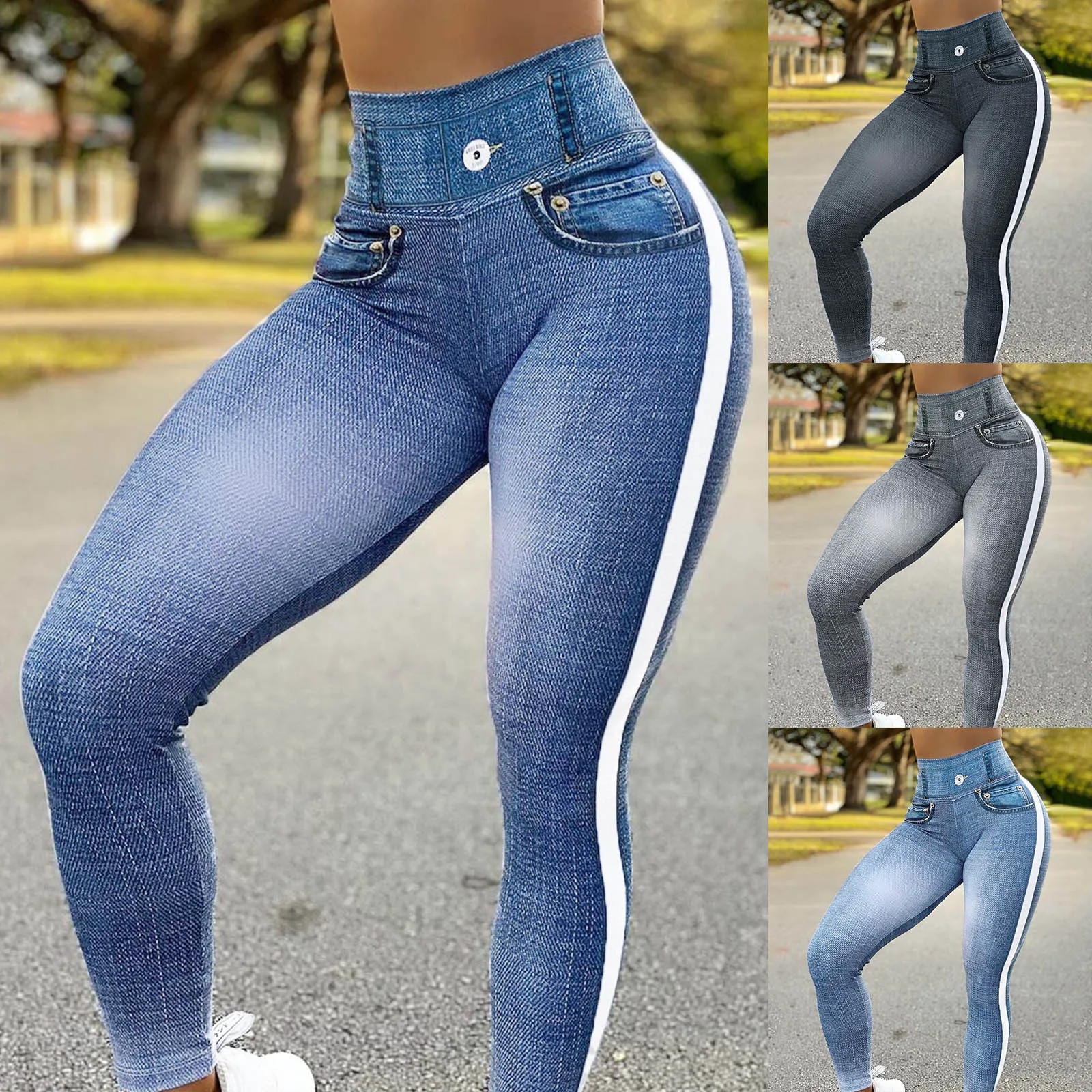 Women's Legging Casual Fitted Jeans Slim High Waist Elastic Leggings