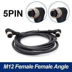 Durable Waterproof M12 Sensor Connector Cable with Dual Heads - 2m Wire, Male and Female, 4 to 8 Pin Options (Angle F to F 5 p)