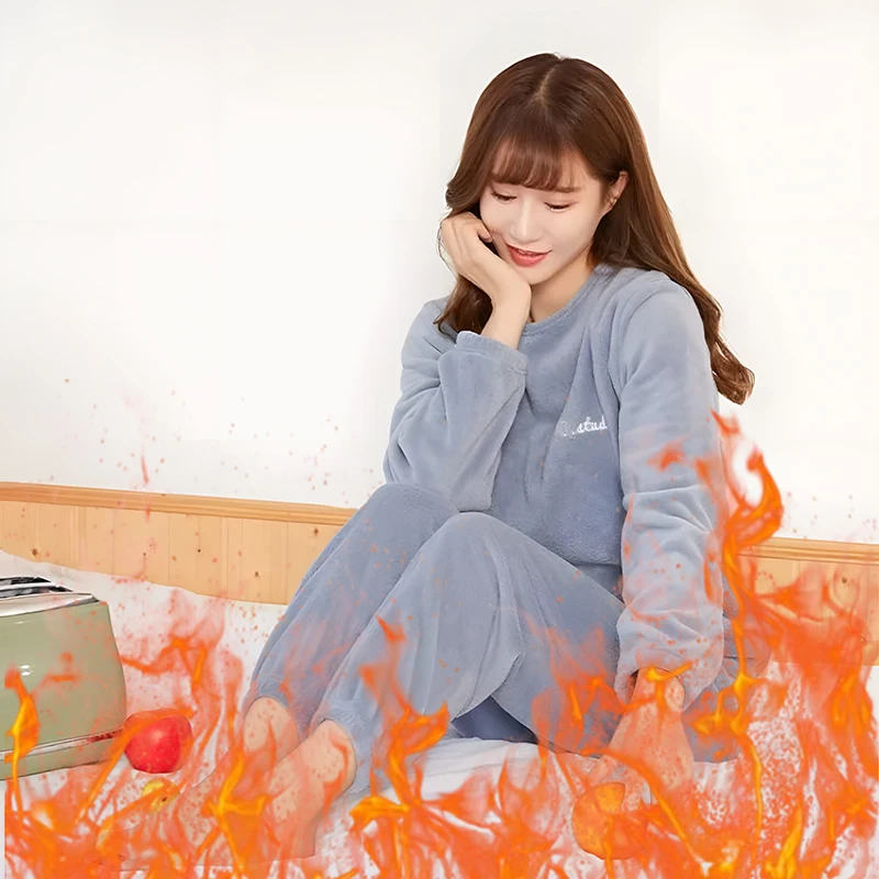 Coral Velvet Pajama Set for Women Autumn Winter