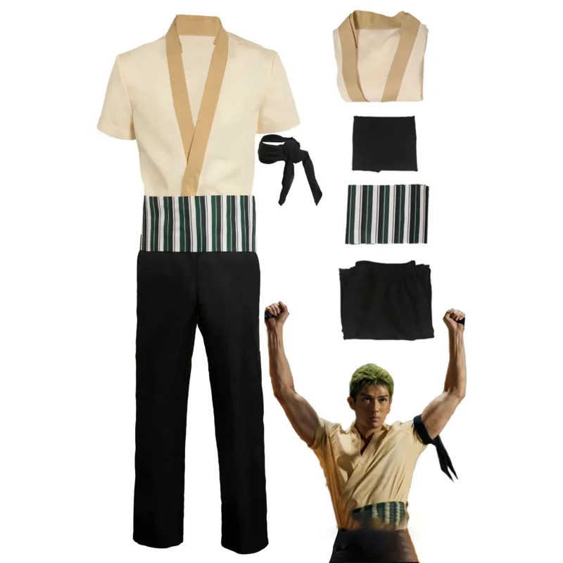 

Real Person of Roronoa Zoro Cosplay Costume Halloween Carnival Set Adult Male Cosplay Set Male Boy Gift