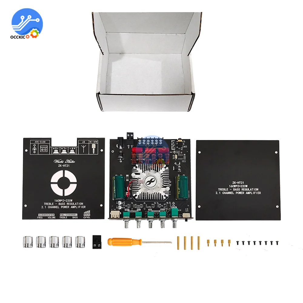 Módulo Amplificador de Potência Digital Bluetooth de Tom Alto e Baixo Subwoofer de Tom Alto e Baixo Zk-ht21 160 Wx2 Mais 220w Tda7498e 2.1 Canais - Image 6