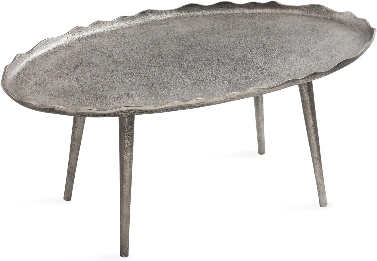 

Kate and Laurel Alessia Modern Glam Oval Coffee Table, Silver, Metal Living Room Table for Storage