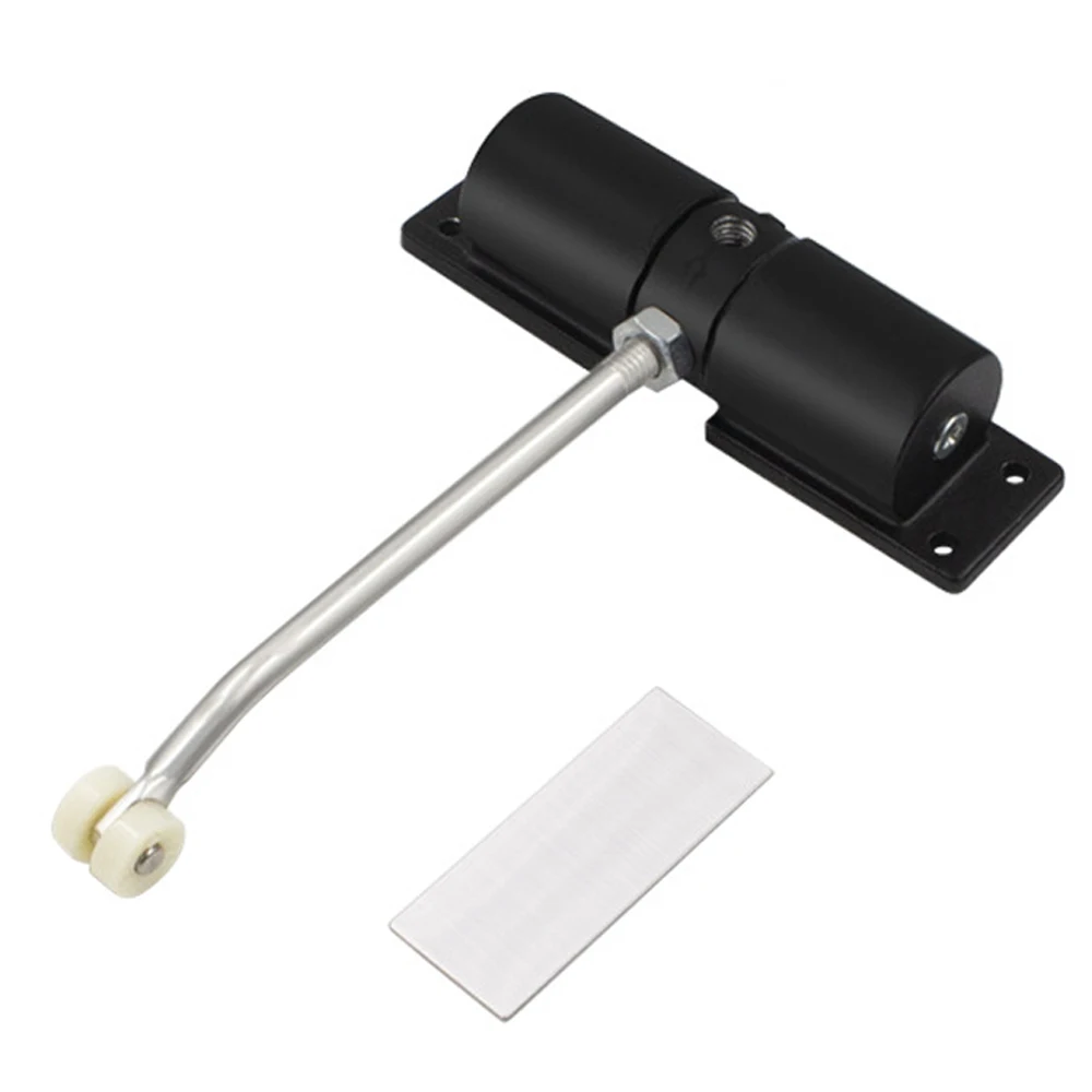 Door Closer Black Automatic Heavy Duty Safety Spring Closer for Interior Exterior Automatic Adjustable Surface Mounted