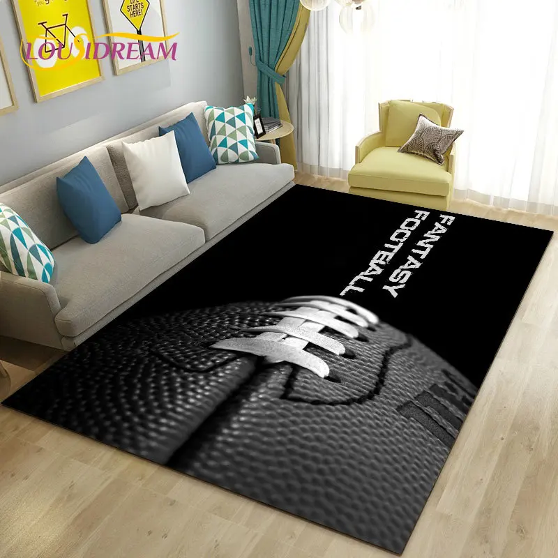 

American Football Rugby Area Rug Large,Carpet Rug for Living Room Bedroom Sofa Doormat Decoration, Kids Non-slip Floor Mat 3D