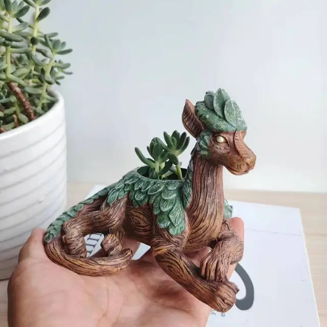 Jardinière d'arbre de dragon créative, jardinière succulente, statue de jardin, cadeau en résine pour les amoureux de la nature, parfaite pour les amis et la famille 6