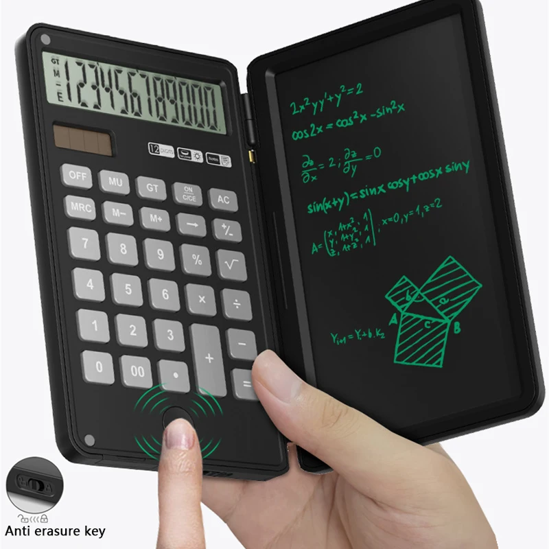 Electronic Memo Pad Calculator with Calculator 12 Digits Simple Calculator Multi-functional 6.5 Inches Digital Memo Learning