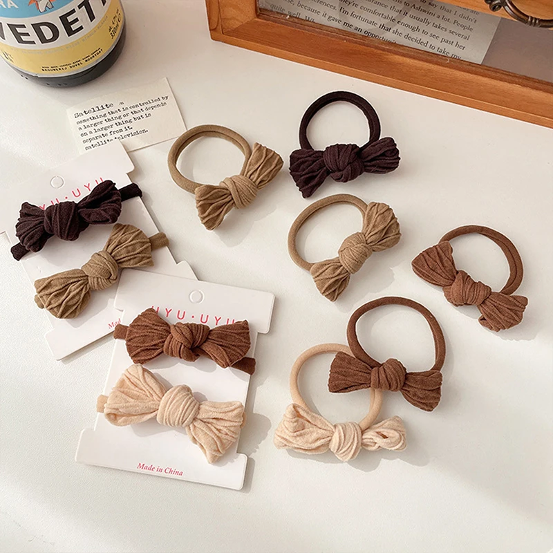 

5/10PCS Korean Style Fashion Simple Bow Scrunchies Girls High Elastic Hair Ties Ponytail Rubber Bands For Women Hair Accessories