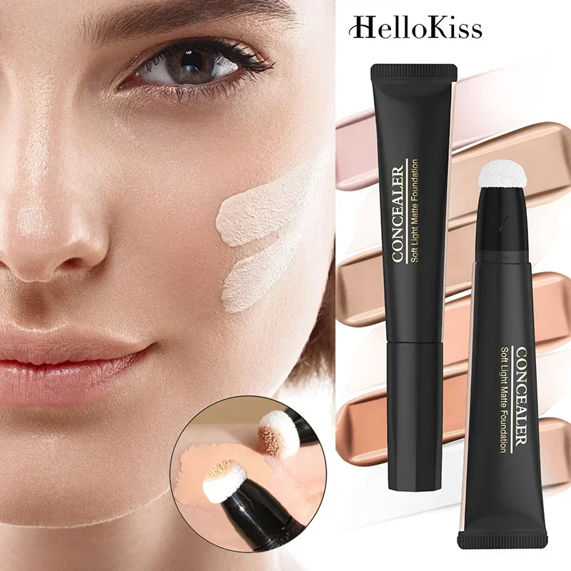 Concealer Foundation Stick Lightweight Luminous Sponge Head Concealer Covers Acne Marks Dark Circles Multifunction Face Makeup