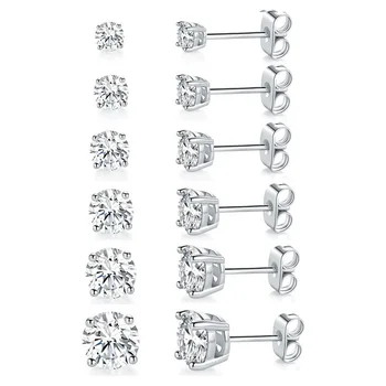 S925 Sterling Silver Sparkling Piercing Earring 0.1-3ct D Color Moissanite Ear Stud Earrings for Women Fine Jewelry Gift Idea
