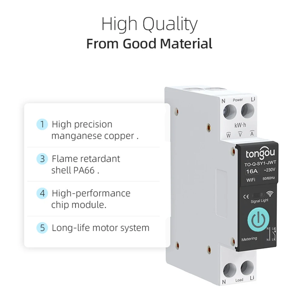 TUYA Wifi Smart Circuit Breaker 1P 6A 10A 16A 20A 25A 32A 40 50 63A Wireless Remote Control WiFi Switch--With/without Metering circuit breaker smart switch