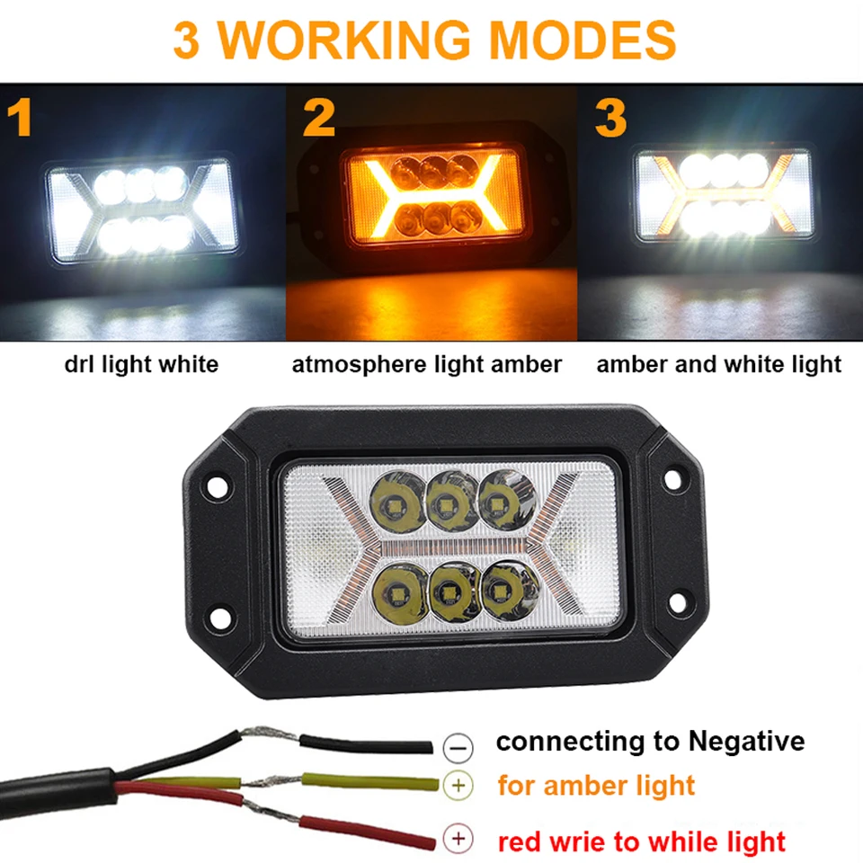 AOHEWEI 2 Stuks 4,5 Inch Vierkante LED Werkverlichting Voor Tractoren 25w Koplampe Flood Straal 12v 24v Waterdichte Buitenverlichting Mistlamp Auto Offroad Boot Vrachtwagen 4x4 Suv Atv 2724027443