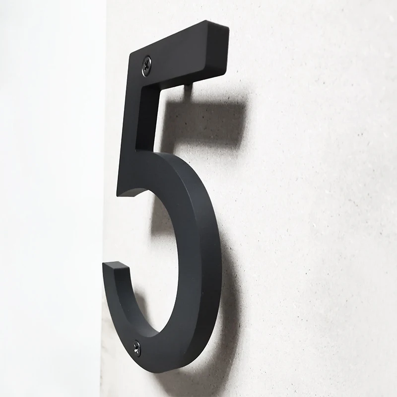 125Mm/5 In Numero Civico Galleggiante Numeri Neri Segno Indirizzo #0-9 Lettere Grandi Targhe Moderne Per Porte Numeri Esterni Per La Casa