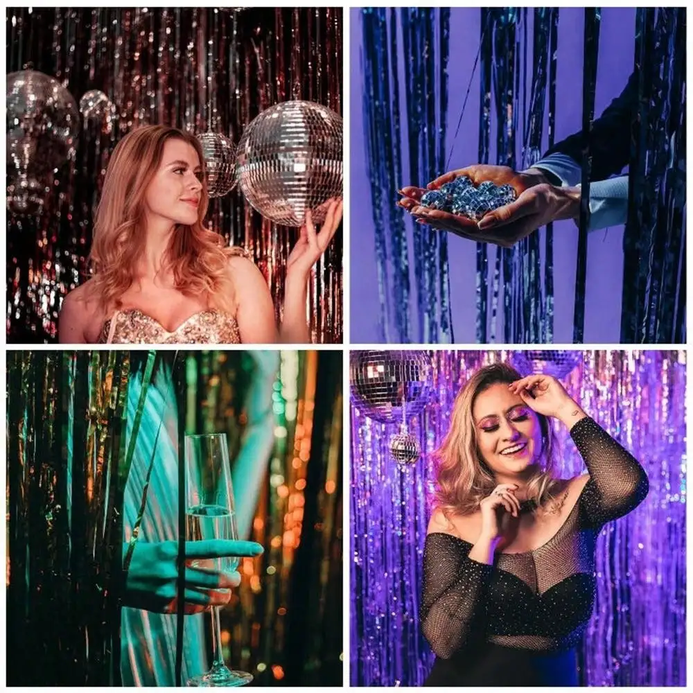 Shimmering Metallic Tinsel Foil Fringe Curtain For Party Decor 3