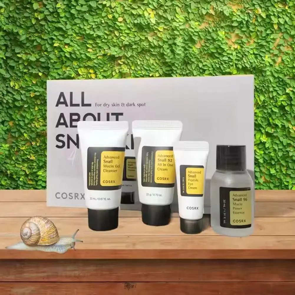 Advanced Snail Mucin Trial Kit-Korean Skincare Set with Gel, Cleanser, Face Cream, Serum & Eye Cream, 4pcs Set