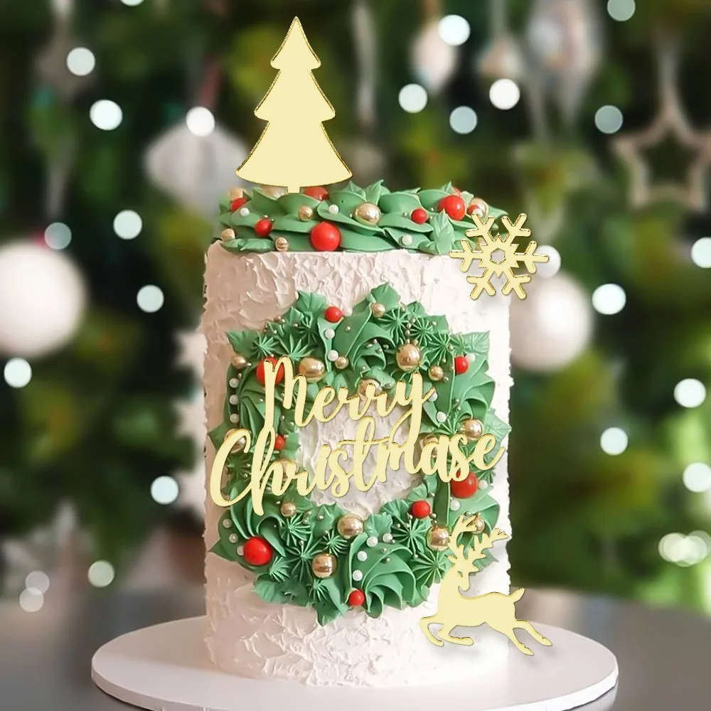 4 teile/satz Frohe Chirstmas Thema Kuchen Dekorationen, für Weihnachten Baum Elch Geburtstag Party Kuchen Dekor Liefert