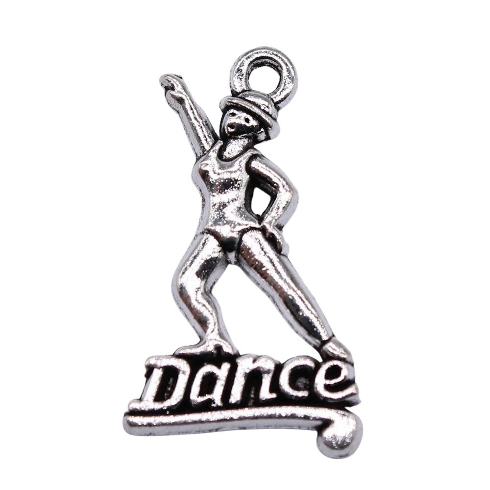 

10pcs/lot 26x15mm Dance Charms For Jewelry Making Antique Silver Color 1.02x0.59inch