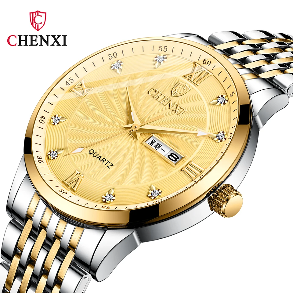 CHENXI New Fashion Couple Watches For Men Women Stainless Steel Quartz Wristwatches Waterproof Watches Sets Couple Gifts Clock
