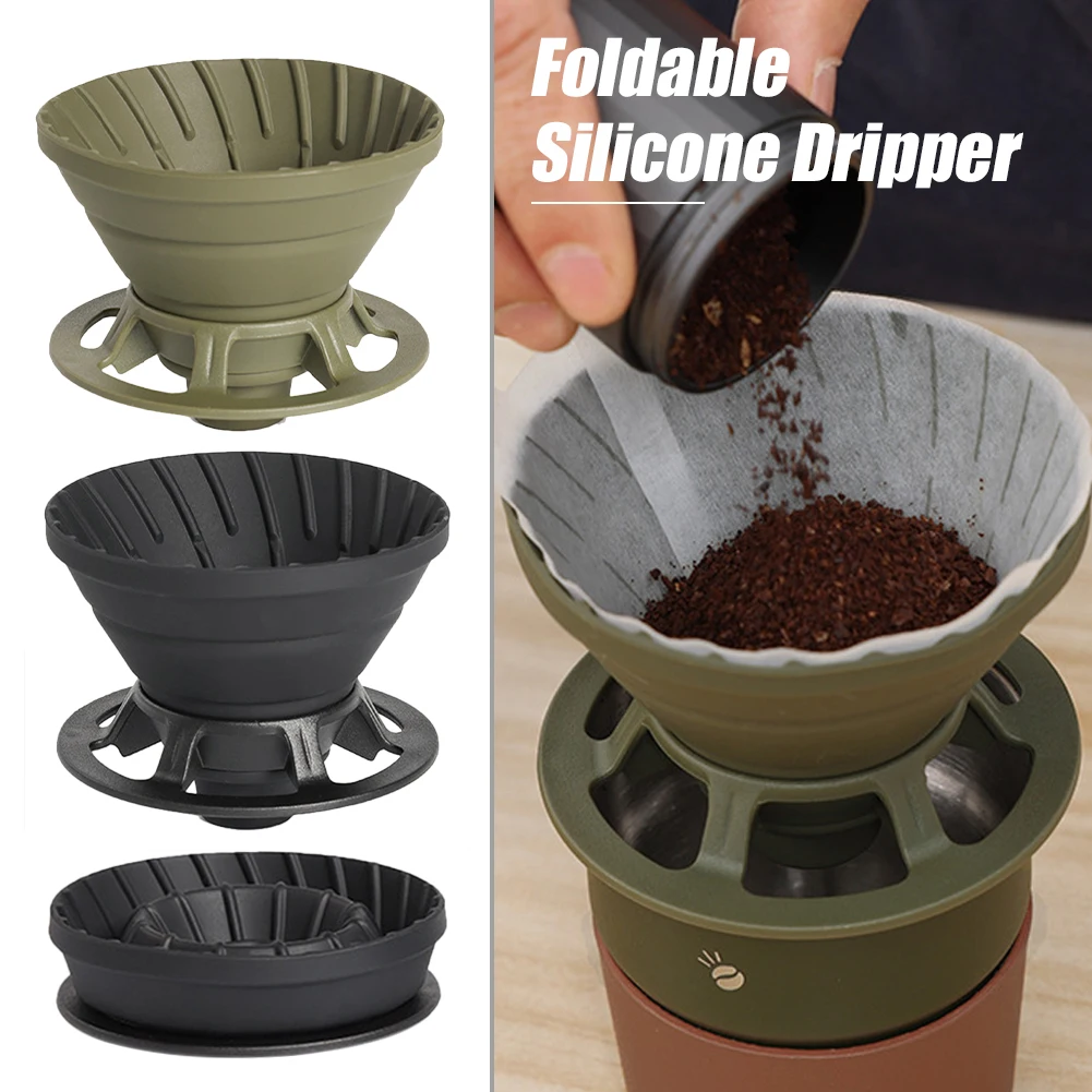 

Portable Pour Over Coffee Dripper Foldable Silicone Coffee Brewing Filter Cone Reusable Single Cup Home Office Camping Travel