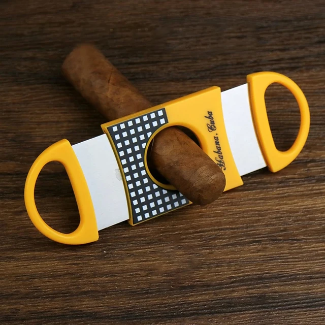 Plastic V Cut Stainless Steel Blade Cigar Cutter Sharp Sigaar Cutting Tool Cigars Guillotine Pocket Cutter Accessories - Image 2