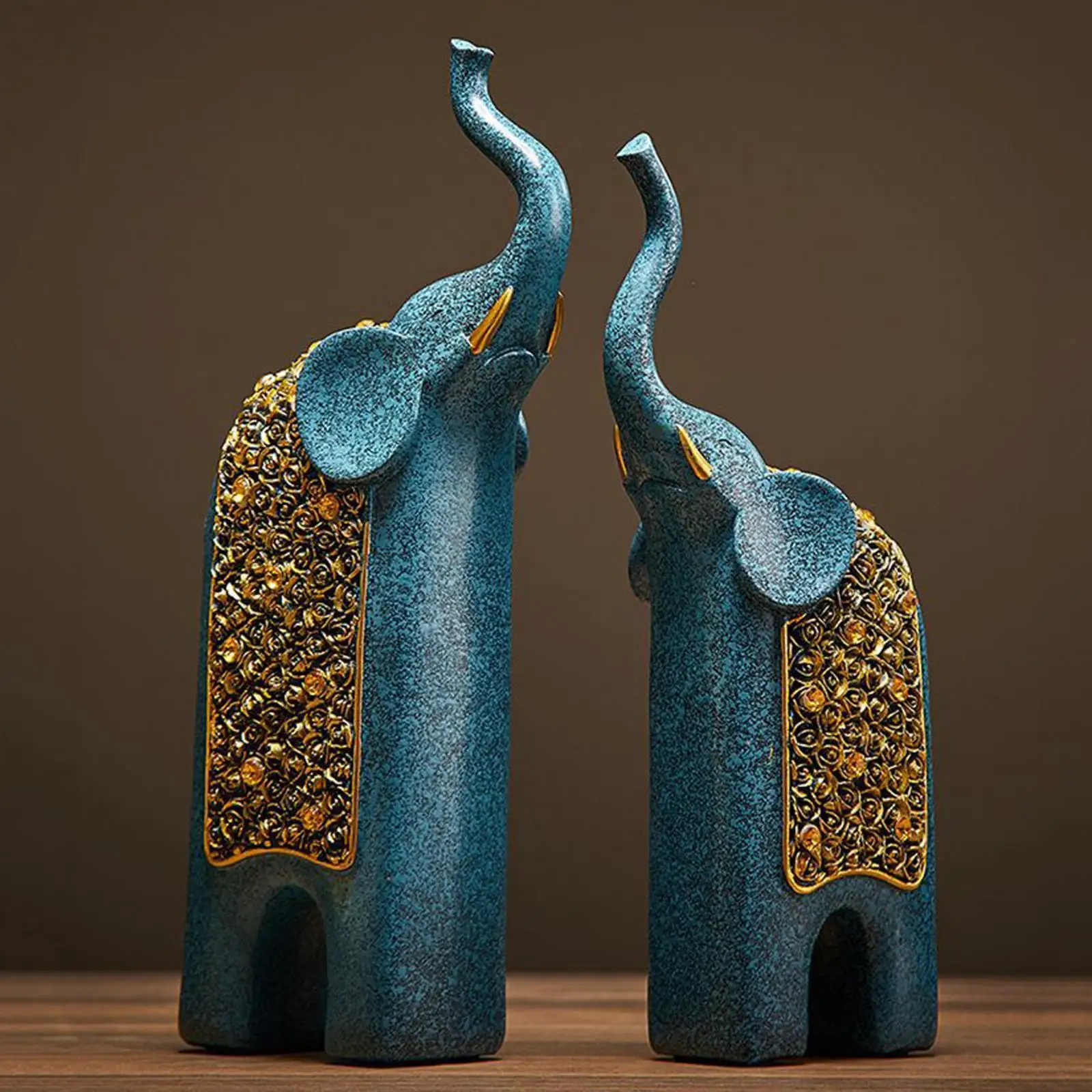 

2Pcs Elephant Statues Resin Housewarming Gifts Decorations Lucky Home Decor
