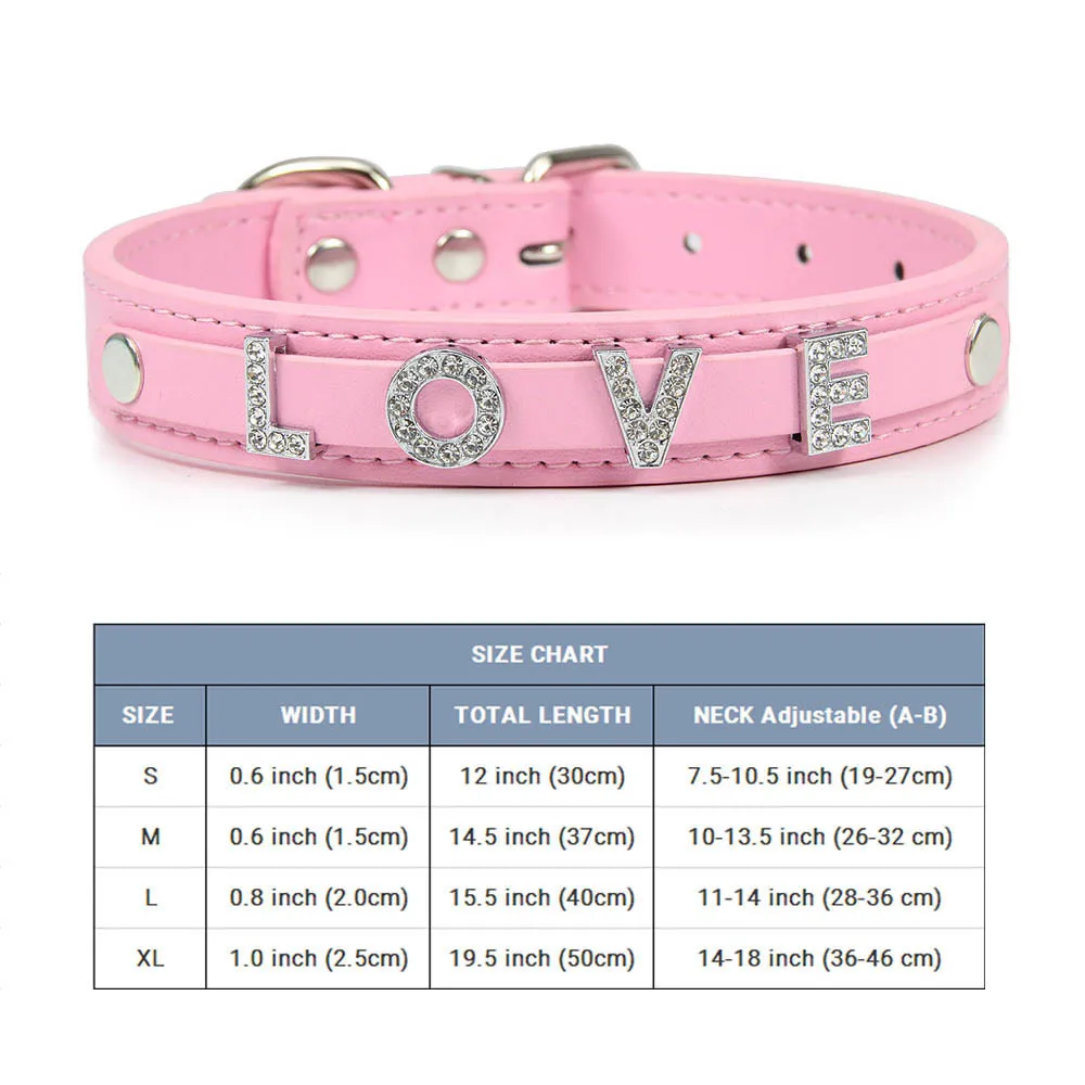 (Free Bling Rhinestone Letter)Custom Pet Cat Dog Collar Leather Puppy Collars For Small Medium Dogs Target Personalized Id Name best Dog Collars