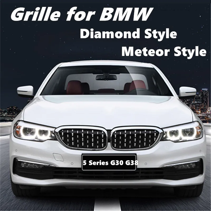 프론트 키드니 그릴, BMW 5 시리즈 G30 G38 2018-2019 다이아몬드 그릴, 유성 스타일 프론트 범퍼 그릴, 자동차 스타일링 수리
