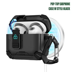 Magnetic Magsafe Wireless Charging Earphone Case with Automatic Lock and Hook - Airpods 2 (Black)