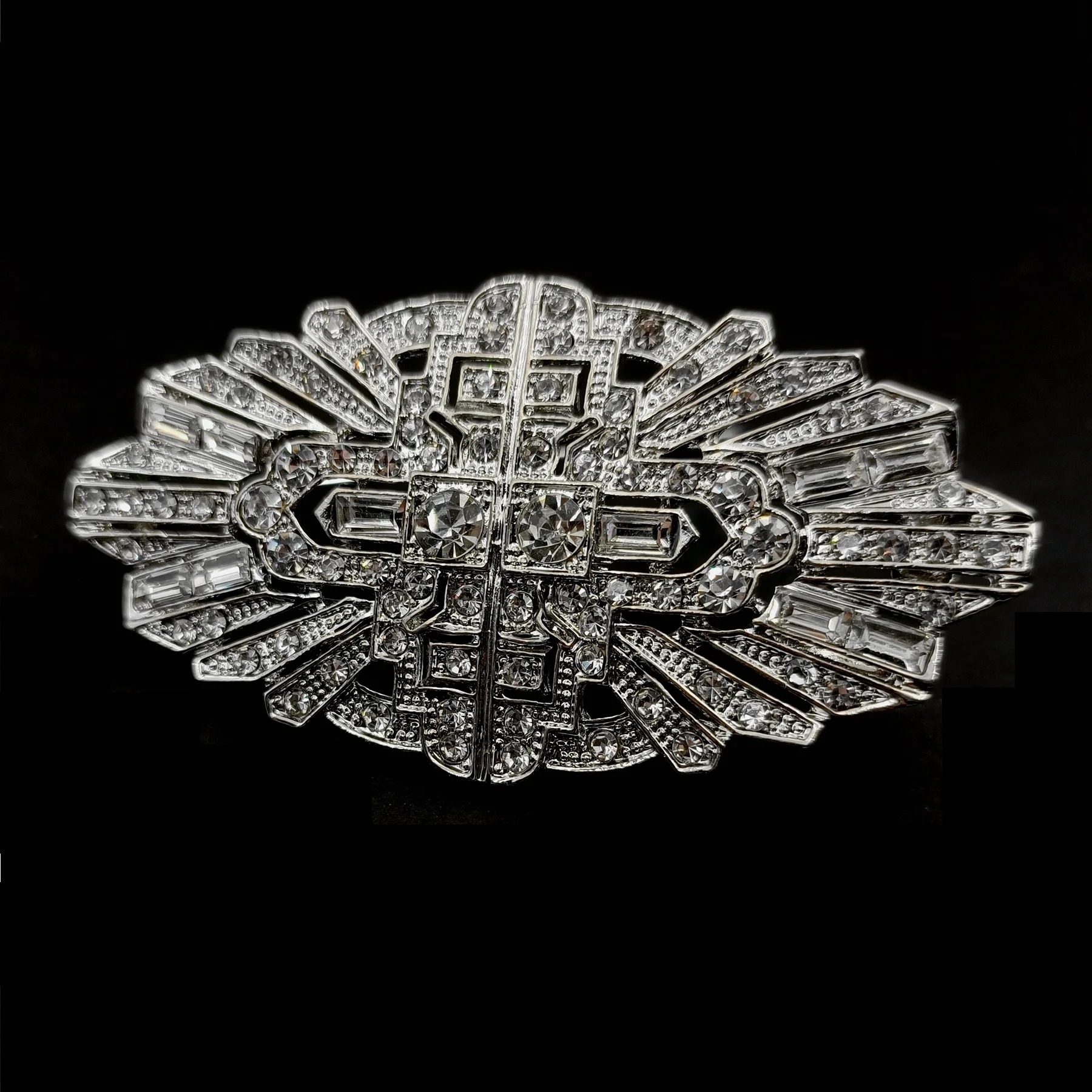 Barocco Vintage Style Clear Crystal Art Deco Brooches Pins Bridal Bridesmaid Wedding Boutique Oval Shaped Women GirlAccessory