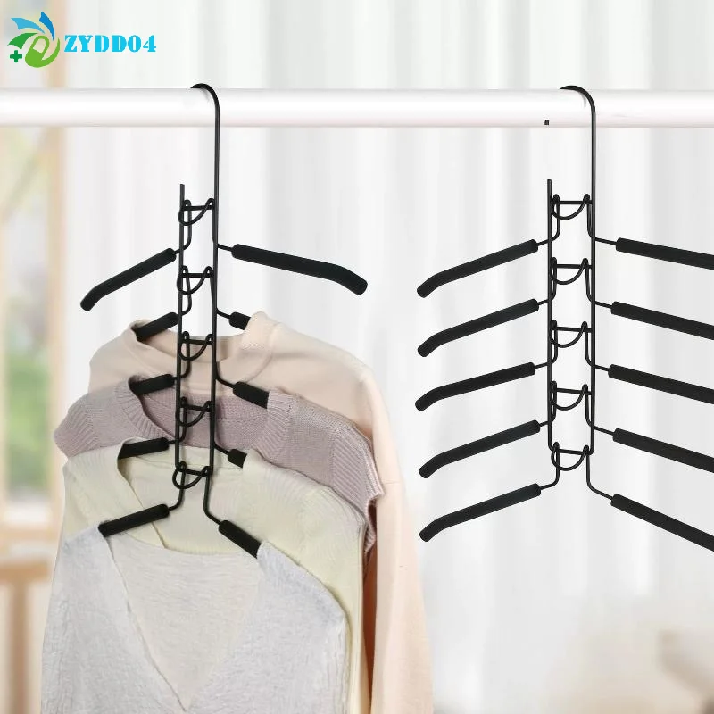 검정색 다층형 걸이식 옷장 행거, 후크 포함 공간 절약형 옷장 정리함, 코트, 셔츠, 드레스, 재킷 걸이 보관용