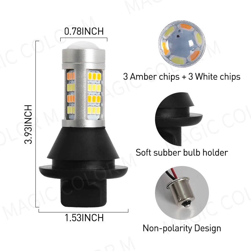 RDX 21W Big Capless Daylight Running Light Bulbs - W21W Halogen Sidelight Bulbs (2 Pack)