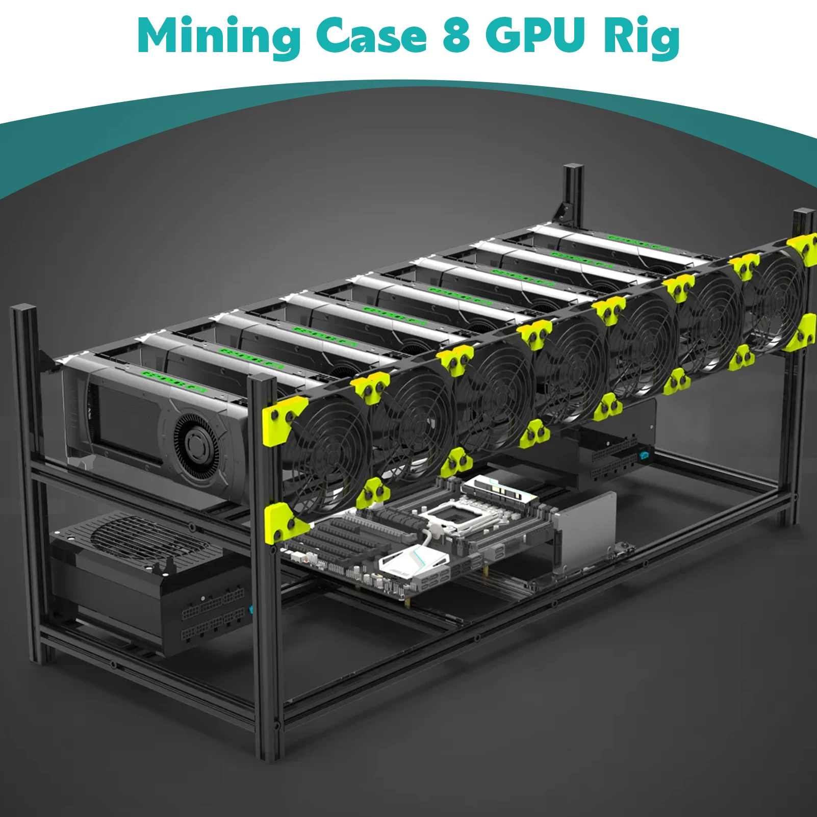 2 in 1 Dual 120mm Fan GPU Mining Rig Cooling Solution with Speed Controller and Dual Ball Bearings High Air Flow CFM Speed