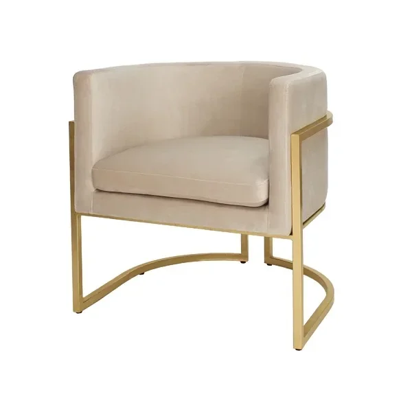Chinese Style Simple Stainless Steel Velvet Dining Chair Luxury Hotel Restaurant Villa Armrest Dining Chair American Furniture