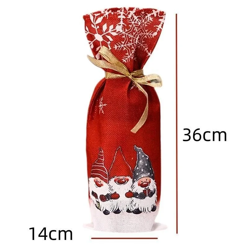 Christmas Wine Bottle Covers Bag Snowman Santa Claus Champagne Bottle Cover Sleeve Table Decorations