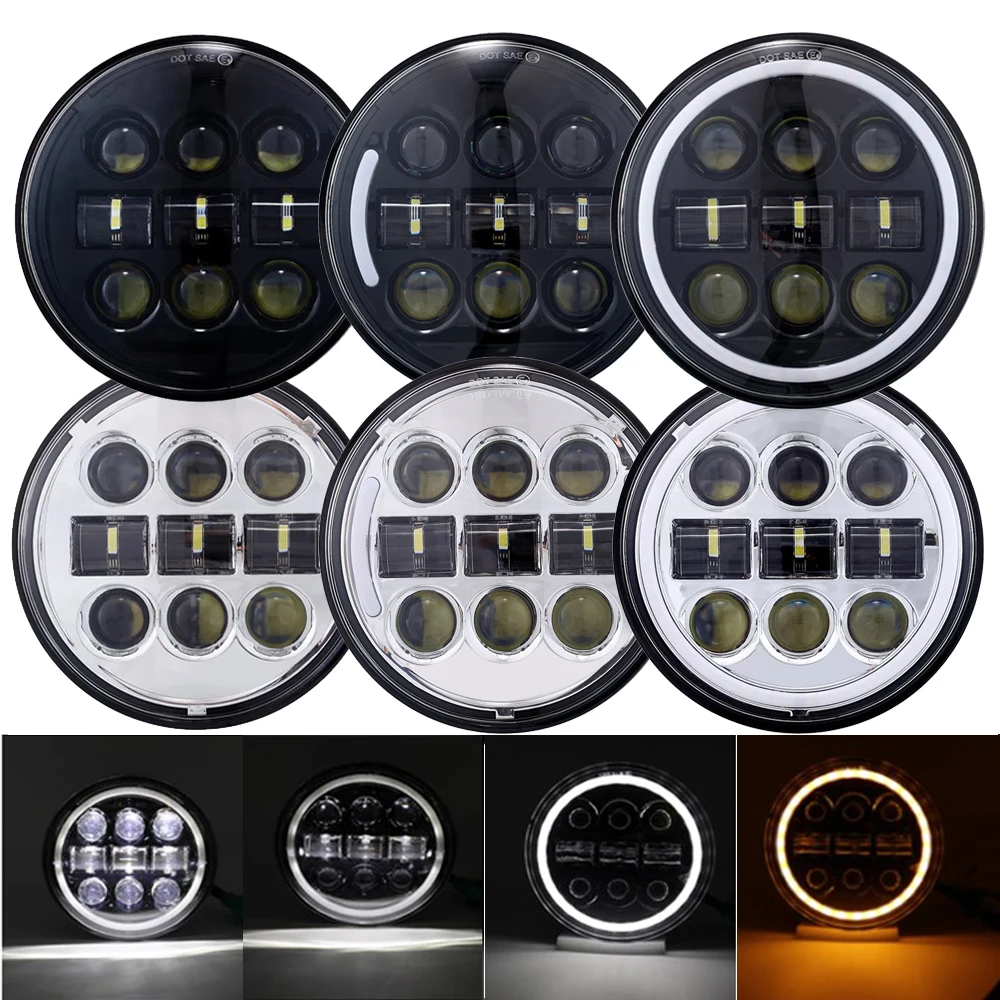 Moto 5 3/4 ''Faro Drl Proiettore A Fascio Basso Alto 5.75 Pollici Per Iron 883 Sportster Dyna Triple Wide Glide Low Rider