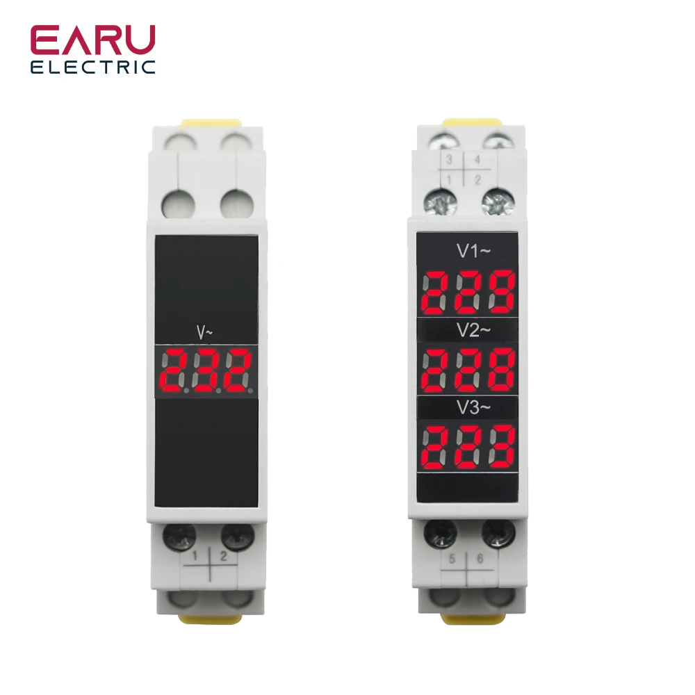 Three Voltage Meter 80500v Din Rail 18mm Voltage Meter Digital