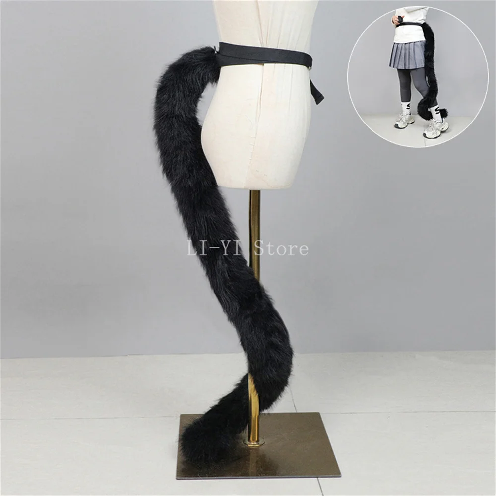 Coda di gatto lunga 120 cm avvolgente per la gamba Accessorio Cosplay Prop Coda pelosa realistica Coda di animale in morbida pelliccia sintetica per costume Anime Con - immagine 6