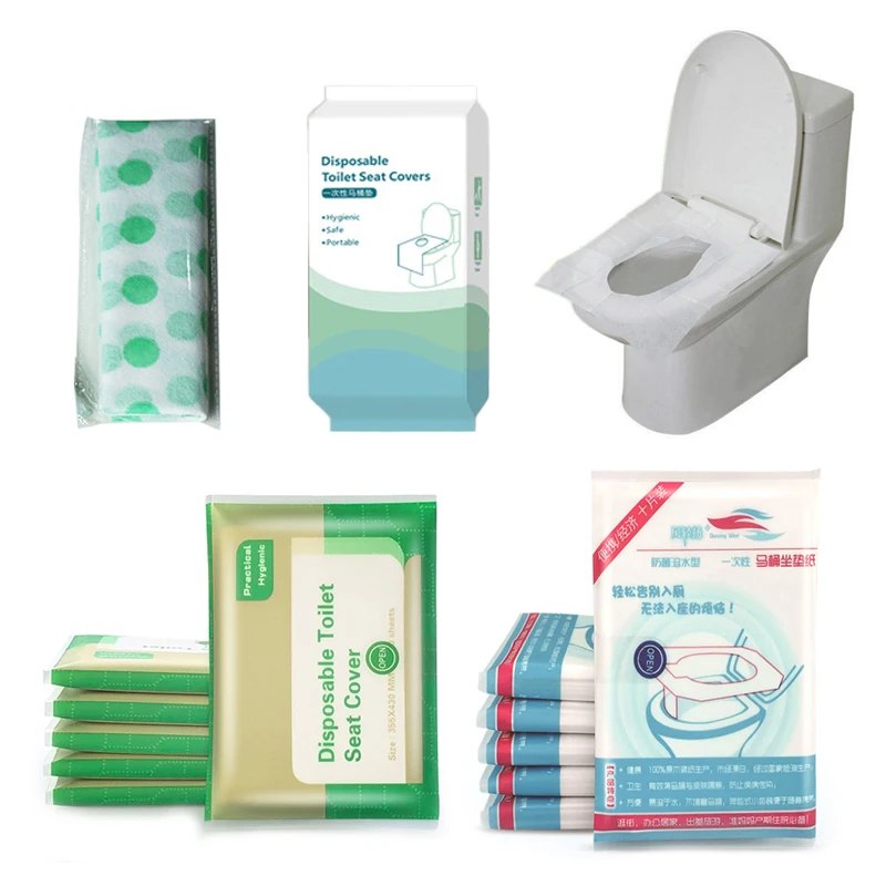 Disposable Toilet Seat Cushion Non Woven Fabric PE Film Isolation of Dirt Waterproof Portable Travel Hotels Supply 5~50pcs