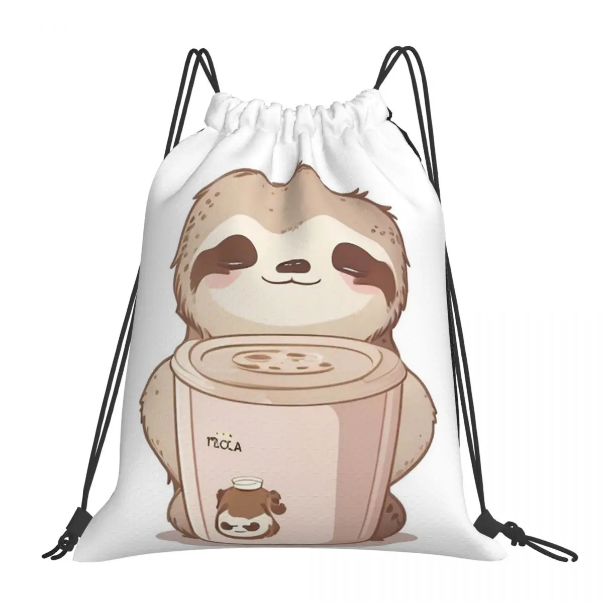 

Милый Ленивец с кофейными рюкзаками, портативные сумки на шнурке, сумка на шнурке с карманами, спортивная сумка, сумки для книг для мужчин и женщин, для школы